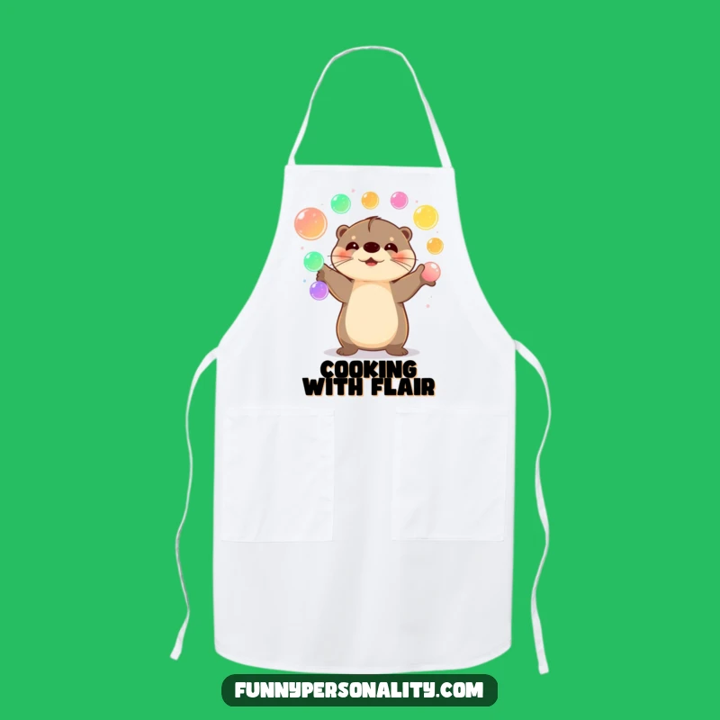 Funny Happy Otter Apron: Kitchen Fun with Juggling Orbs, Perfect Gift