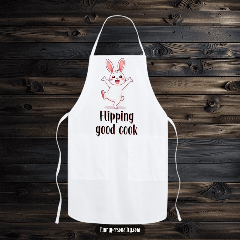 Funny Apron: A smiling rabbit in a cartwheel pose, ready to bring energy and fun to any cooking or baking session.