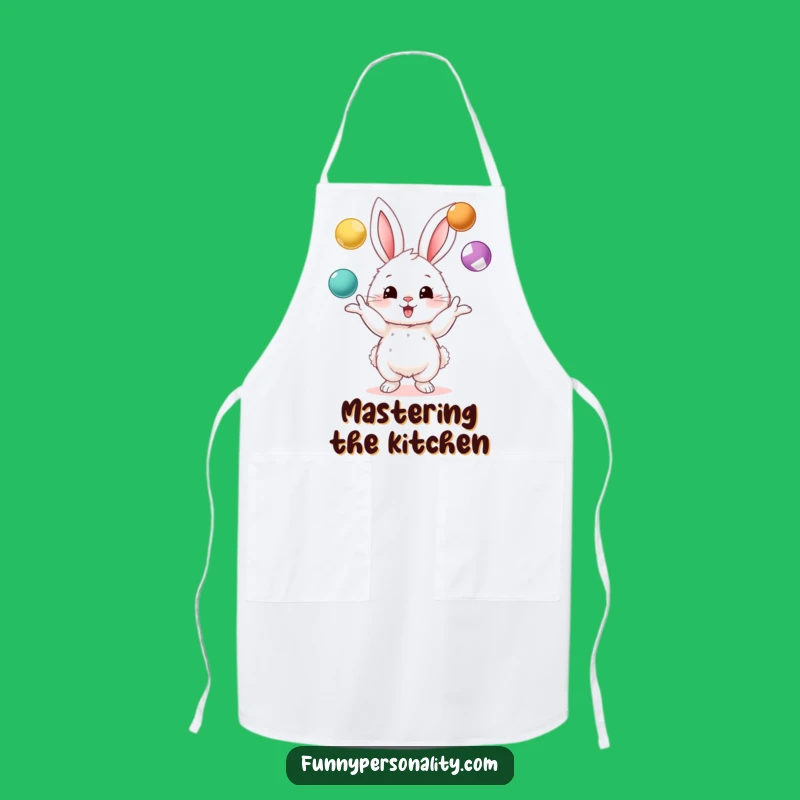 Funny Bunny Juggling Apron - Kitchen Cartoon Character Wear, Hilarious Gift