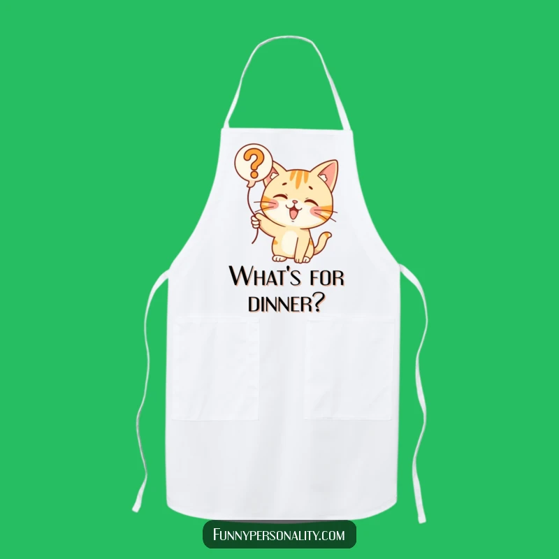 Funny Cat Question Balloon Apron: Cook with Curiosity!
