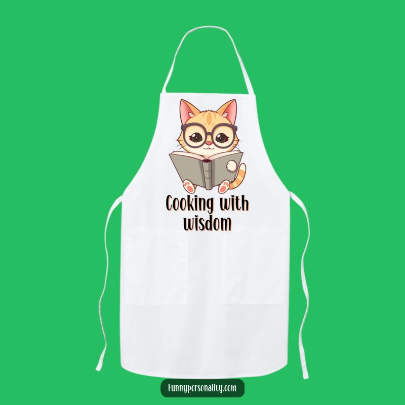 Funny Chef Apron - Silly Cat Reader, Hilarious Kitchen Accessory