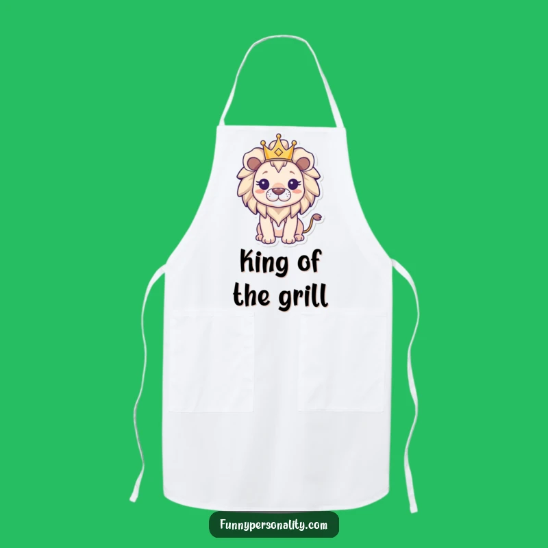 Funny Lion Apron: Rule Your Kitchen with Triumphant Lion in Crown