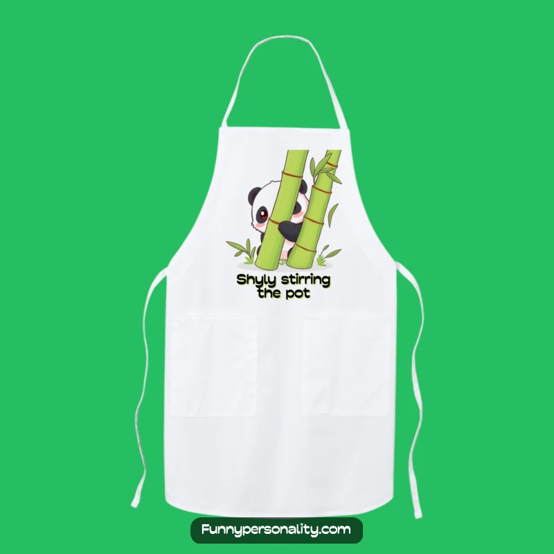 Funny Panda Apron: Kitchen Fun with Shy Panda in Bamboo
