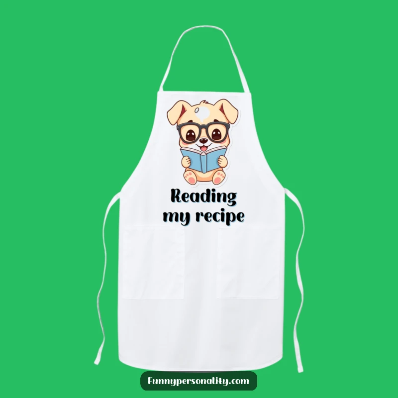 Funny Puppy Glasses Apron: Cute Cartoon Cooking Wear, Humorous Reader Gift