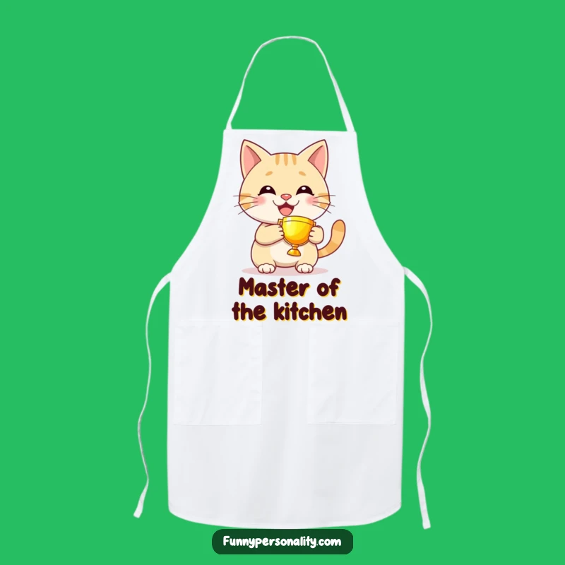 Funny Cat Trophy Apron - Grinning Chef's Wear for Award-Winning Meals