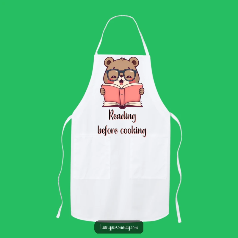 Funny Bear Reading Apron - Smart Cook Book Lover Funny Gift