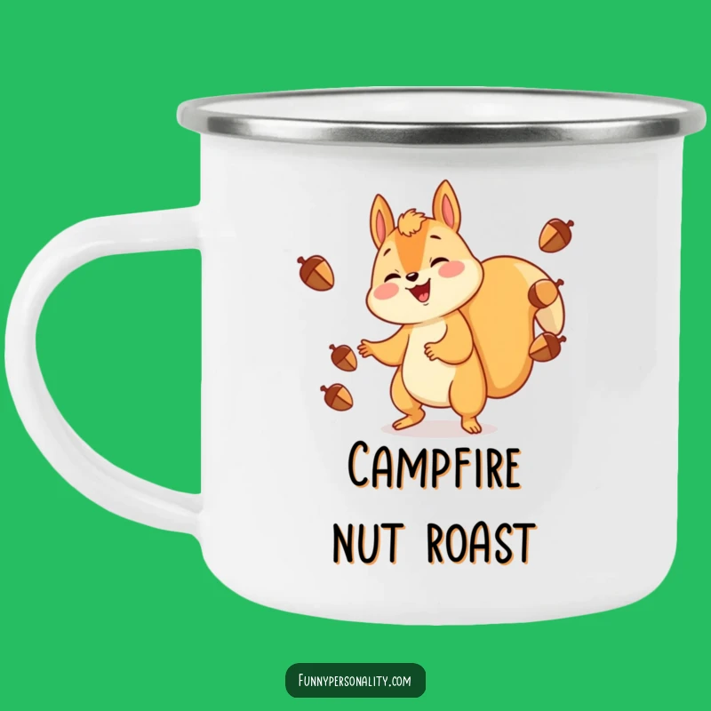 Funny Squirrel Juggling Camping Mug - Cheerful Enamel Cup for Outdoor Feasts