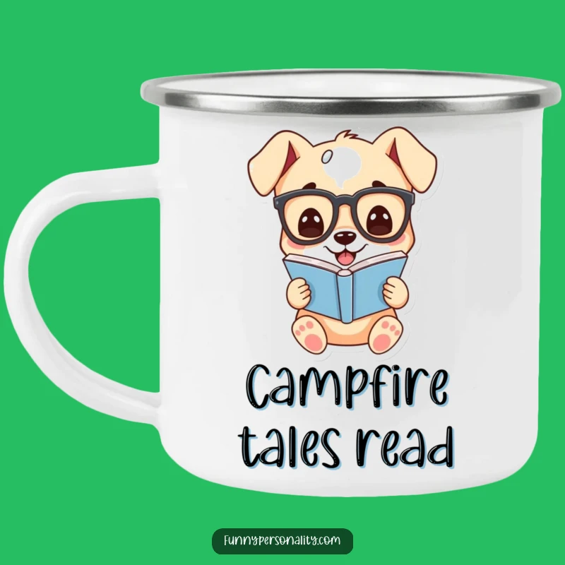 Funny Puppy Glasses Camping Mug: Durable Cartoon Cup, Outdoor Bookworm Gift