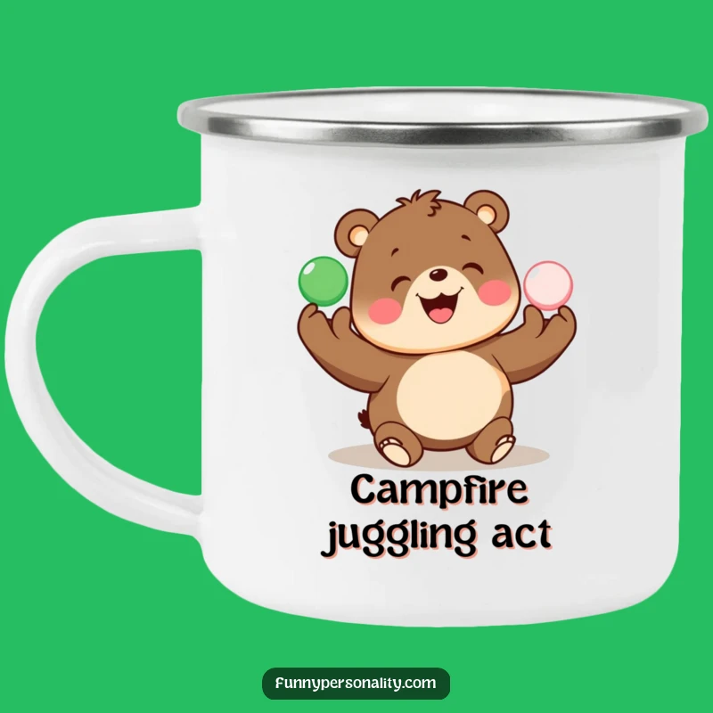 Funny Bear Juggling Camping Mug: Outdoor Fun, Perfect Gift