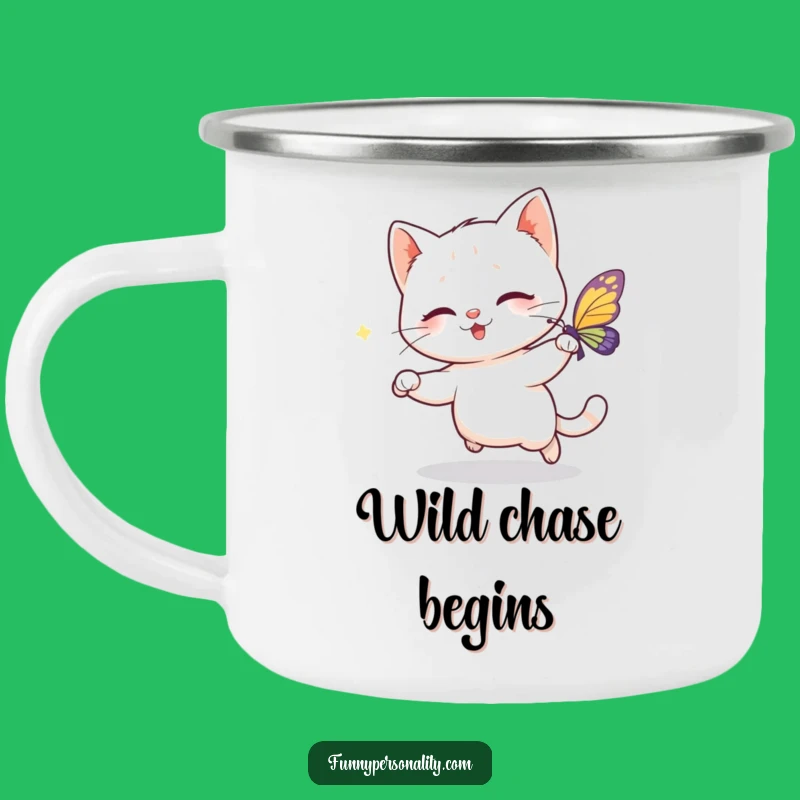 Funny Cat Butterfly Camping Mug - Outdoor Cartoon Cup, Great Gift