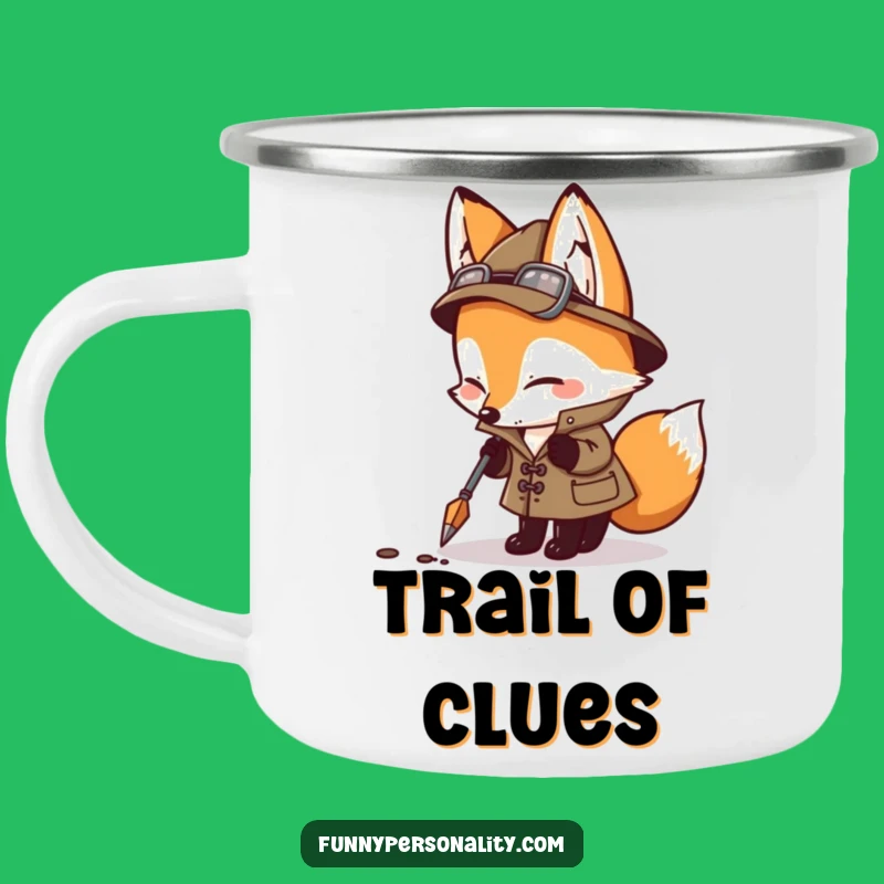 Funny Detective Fox Camping Mug: Adventure & Humor for Outdoor Mysteries