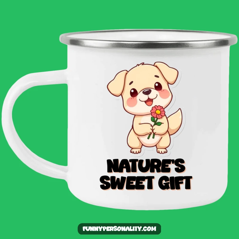 Funny Dog Flower Camping Mug - Outdoor Cartoon Cup, Great Gift