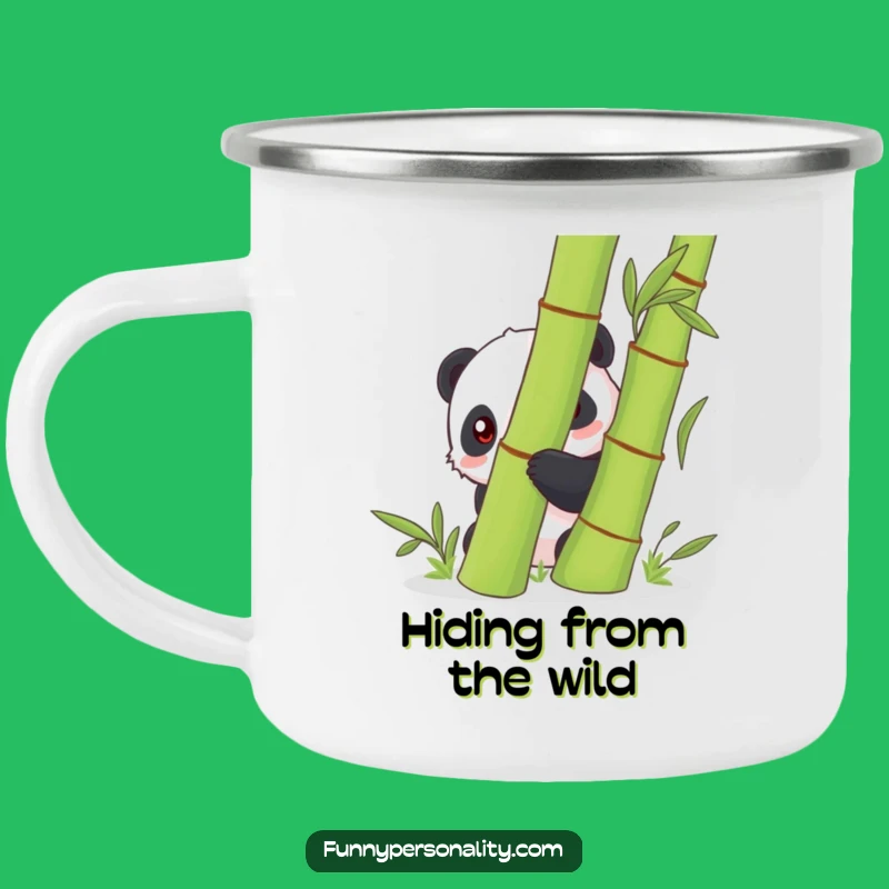 Funny Panda Camping Mug: Durable Shy Panda in Bamboo, Outdoor Funny Gift