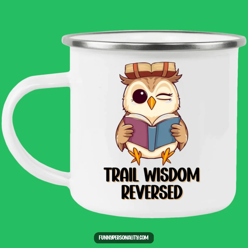 Funny Winking Owl Book Camping Mug: Adventures in Reading & Humor
