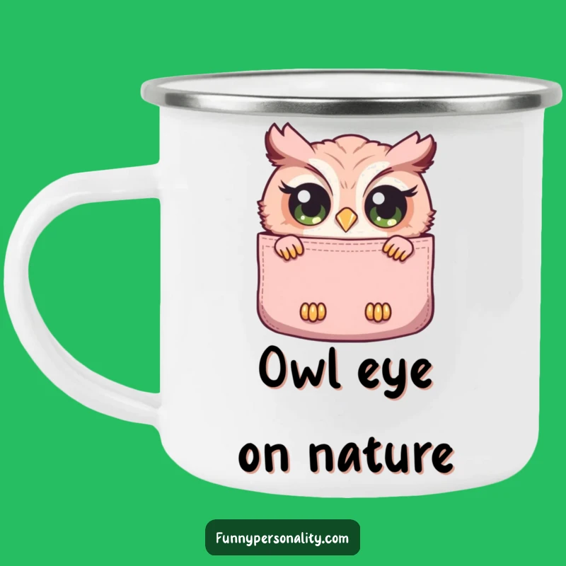 Funny Owl Pocket Enamel Mug - Curious Camper Funny Gift