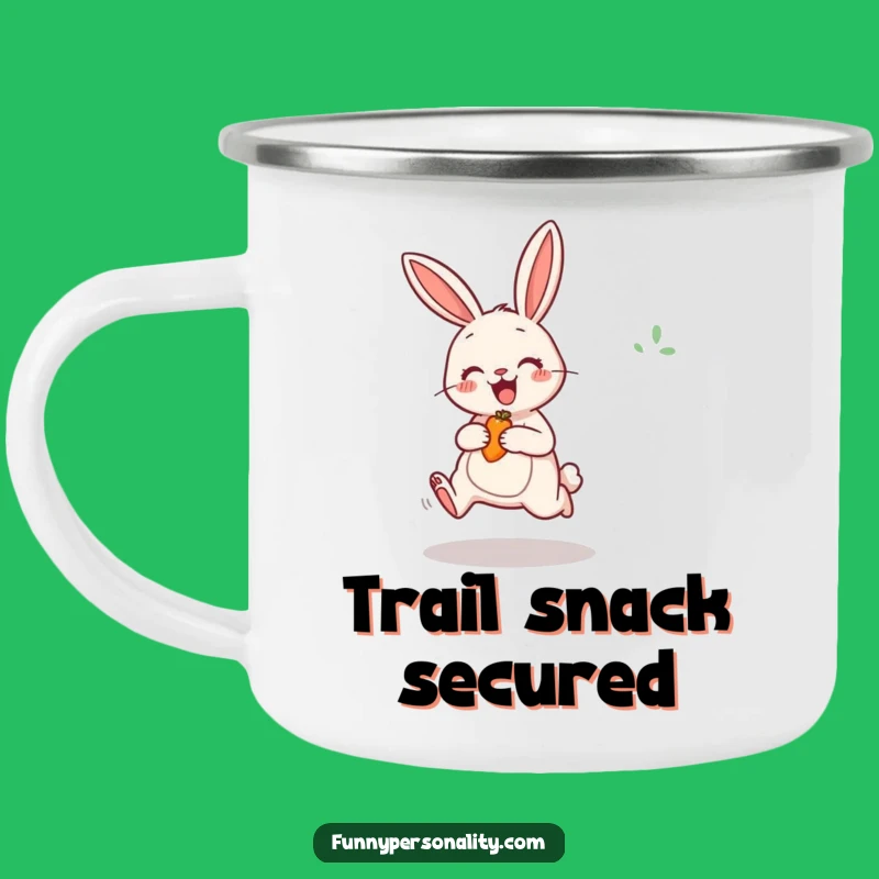 Funny Cheerful Rabbit Camping Mug: Outdoor Fun with Jumping Bunny, Gift