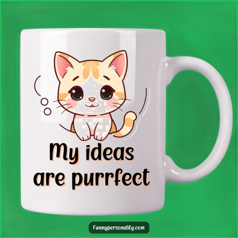 Funny Curious Cat Mug: Puzzled Kitty in Thought Bubble, Perfect Funny Gift for Cat Lovers