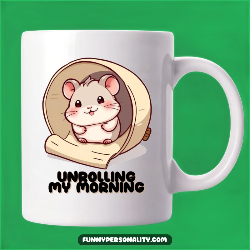 Funny Curious Hamster Mug: Scroll Peek Design, Intriguing Funny Gift