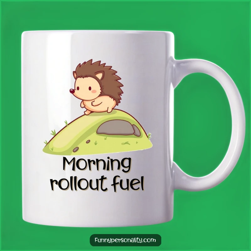 Funny Happy Hedgehog Mug: Rolling Fun Design, Adorable Funny Gift