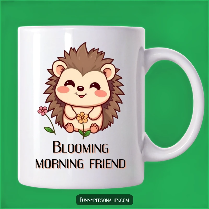 Funny Hedgehog & Flower Mug: A Cheerful Gift for Nature Lovers
