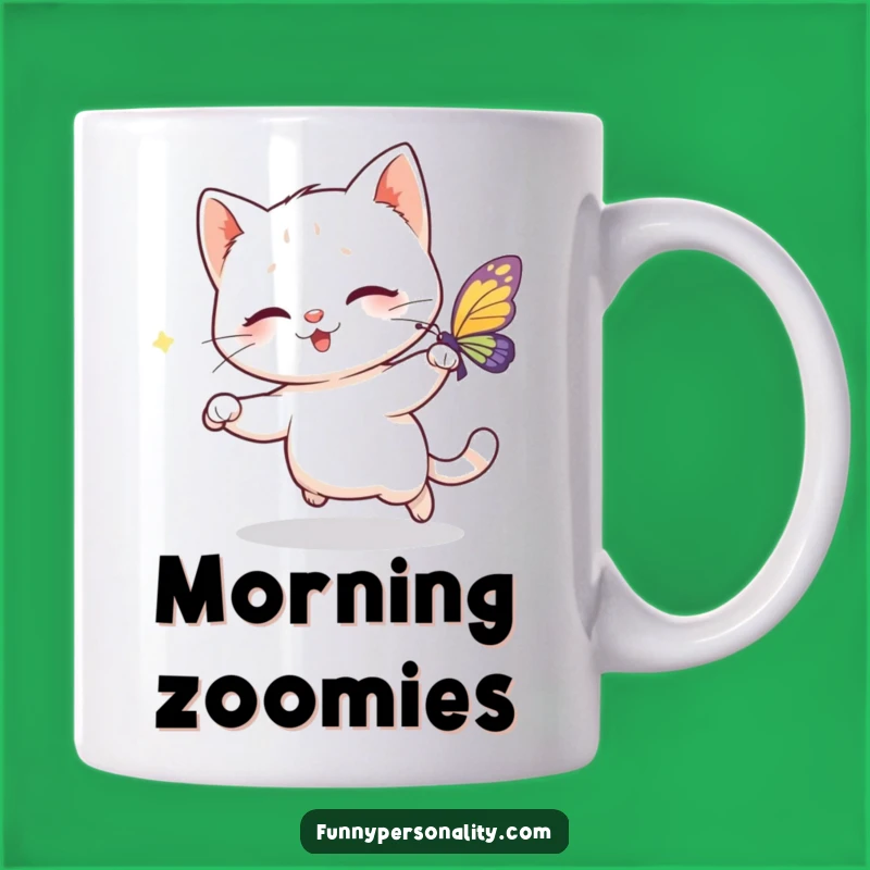 Funny Cat Butterfly Mug - Playful Cartoon Character Gift for Cat Lovers