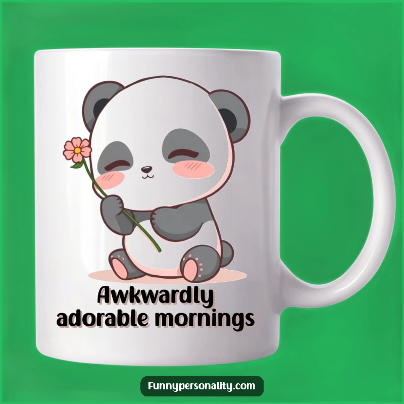 Shy Panda Flower Mug: Adorable Blush, Perfect Gift for Sweethearts