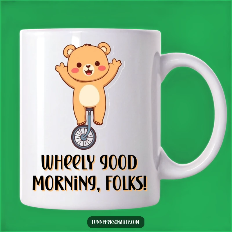 Funny Bear Unicycling Mug - Hilarious Cute Animal Gift for Circus Lovers