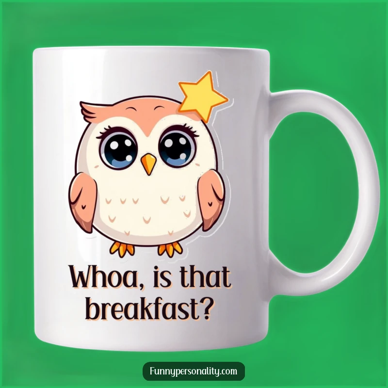 Funny Owl Star Surprise Mug: Adorable Wide-Eyed Owl Design, Perfect Funny Gift