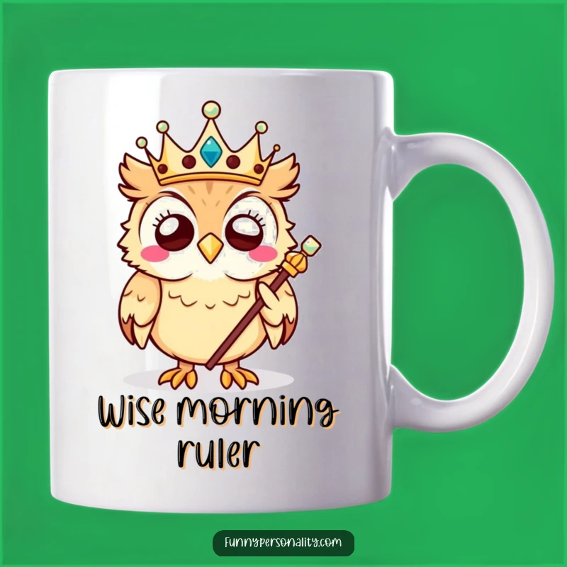 Funny Owl King Mug: Rule Your Morning with This Giggling Monarch's Hilarious Charm