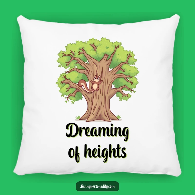 Funny Squirrel Oak Tree Pillow: Cozy Comfort & Hilarious Motivation