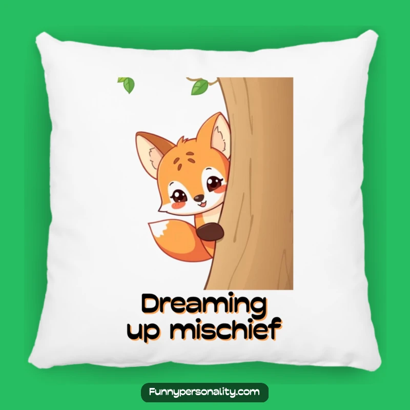 Funny Fox Peeking Pillow: Soft Cartoon Cushion, Playful Mischief Humor Gift