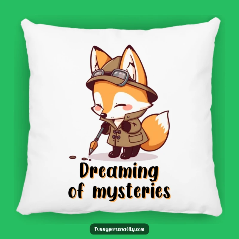 Funny Detective Fox Pillow: Cozy Humor for Mystery Lovers, Perfect Gift