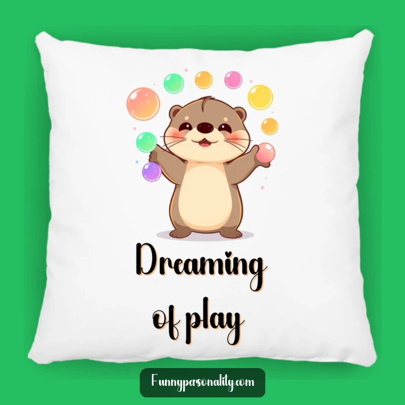 Funny Happy Otter Pillow: Cozy Comfort with Juggling Orbs, Ideal Gift