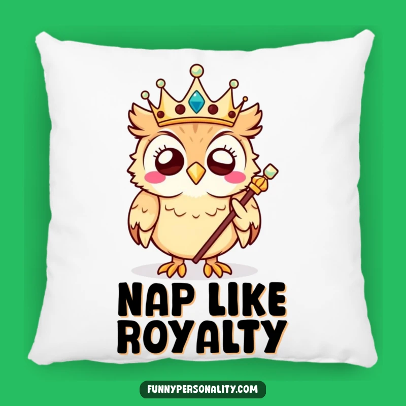 Funny Owl King Pillow: Snuggle Up with This Giggling Monarch's Hilarious Comfort