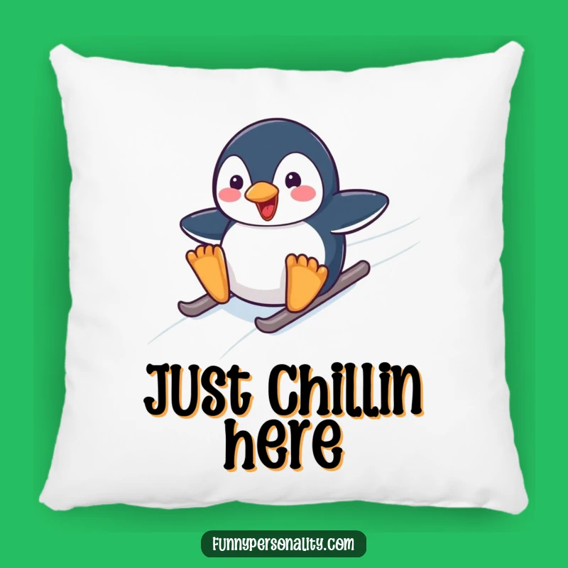 Funny Penguin Sliding Pillow - Cozy Arctic Comfort with a Laugh