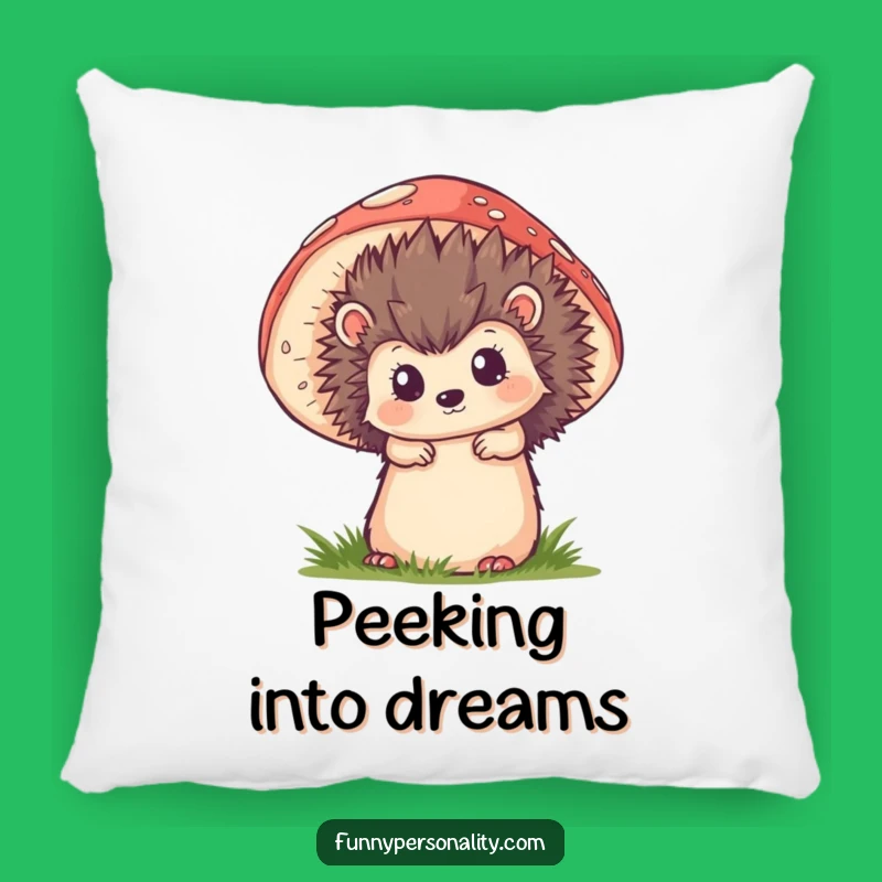 Funny Hedgehog Mushroom Pillow - Cozy Woodland Comfort with a Peek