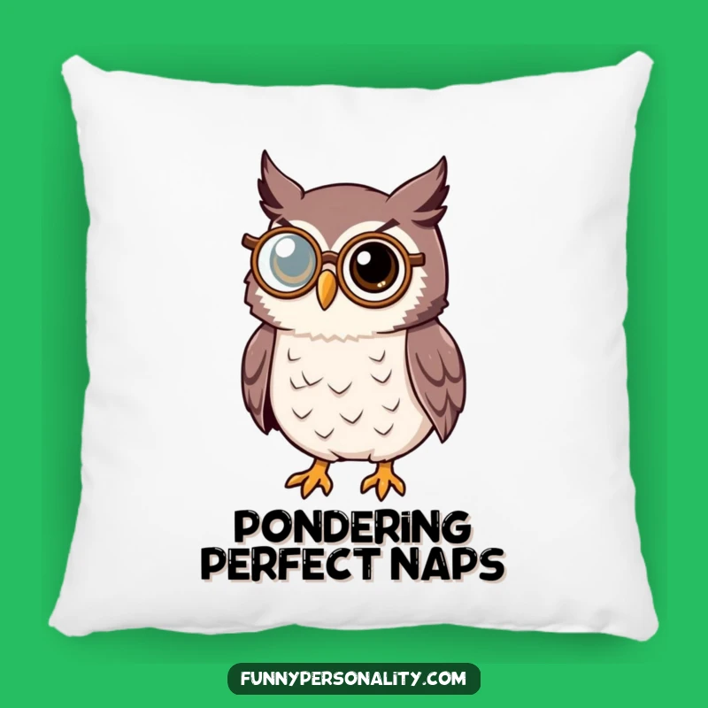 Thoughtful Owl Monocle Pillow: Cozy Contemplation, Perfect Intellectual Gift