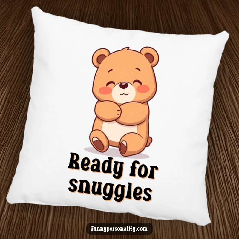 Funny Bear Hug Pillow with a lovable bear character giving a big, warm hug, designed for ultimate comfort and sweet dreams.
