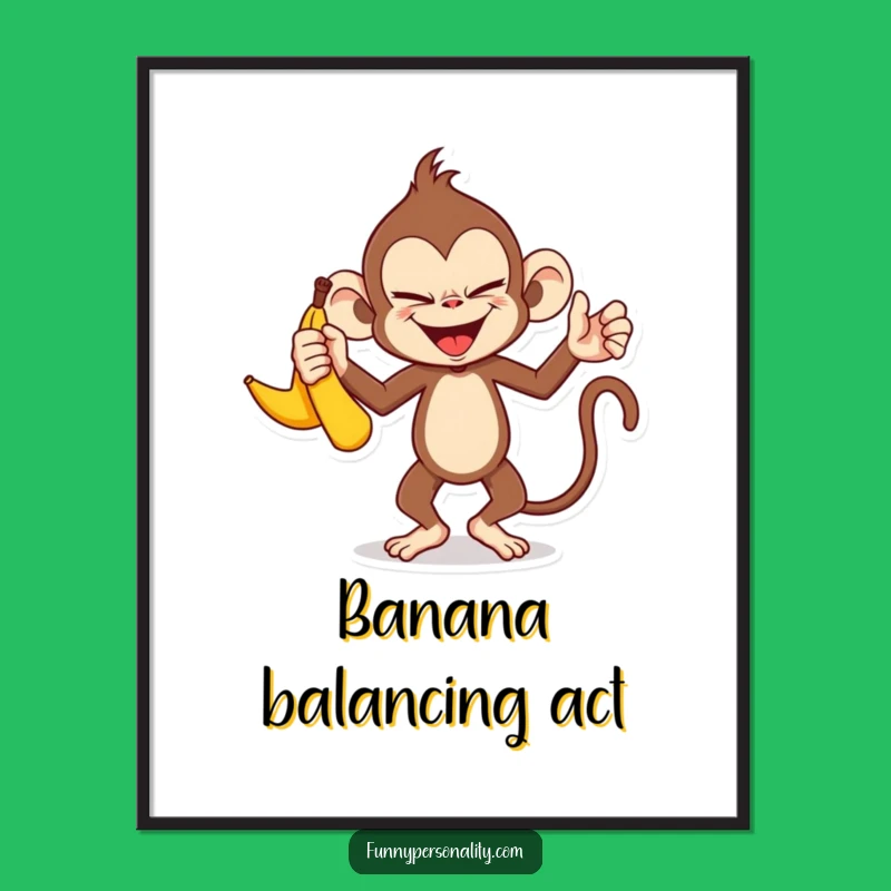 Funny Monkey Digital Print: Banana Juggling Art, Instant Smiles, Unique Funny Gift