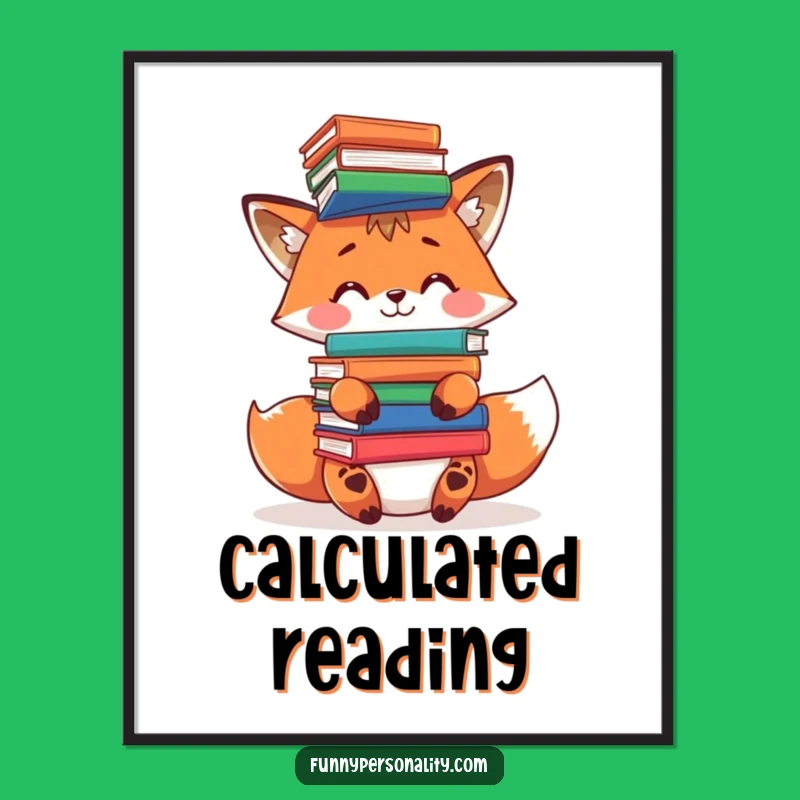 Funny Fox Digital Print: Book Balance Art, Instant Wit, Unique Funny Gift