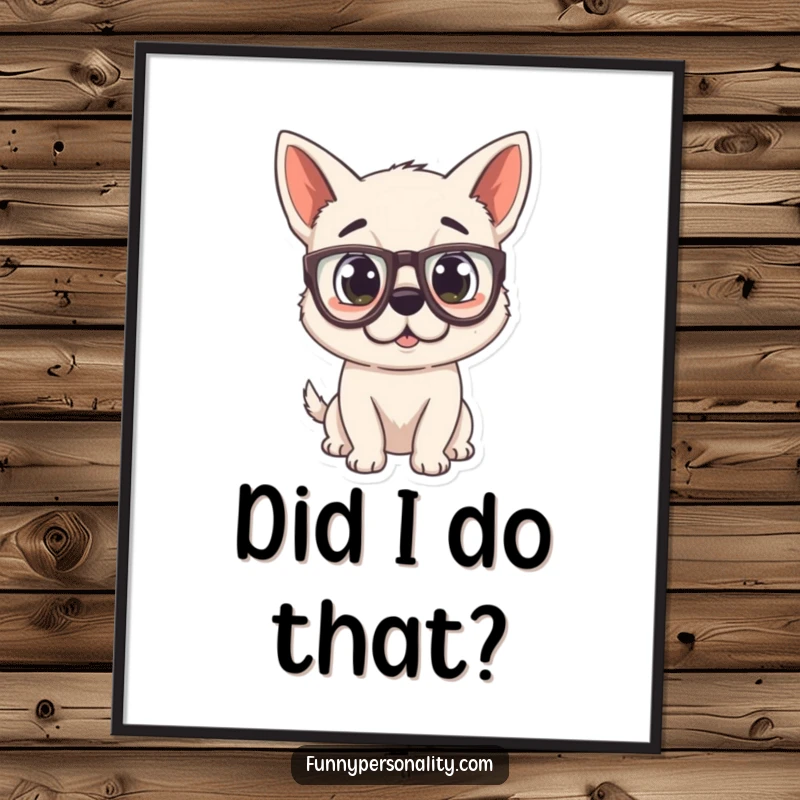 Funny Dog Digital Art Print of a surprised puppy wearing oversized glasses, ready to bring laughter to any space.