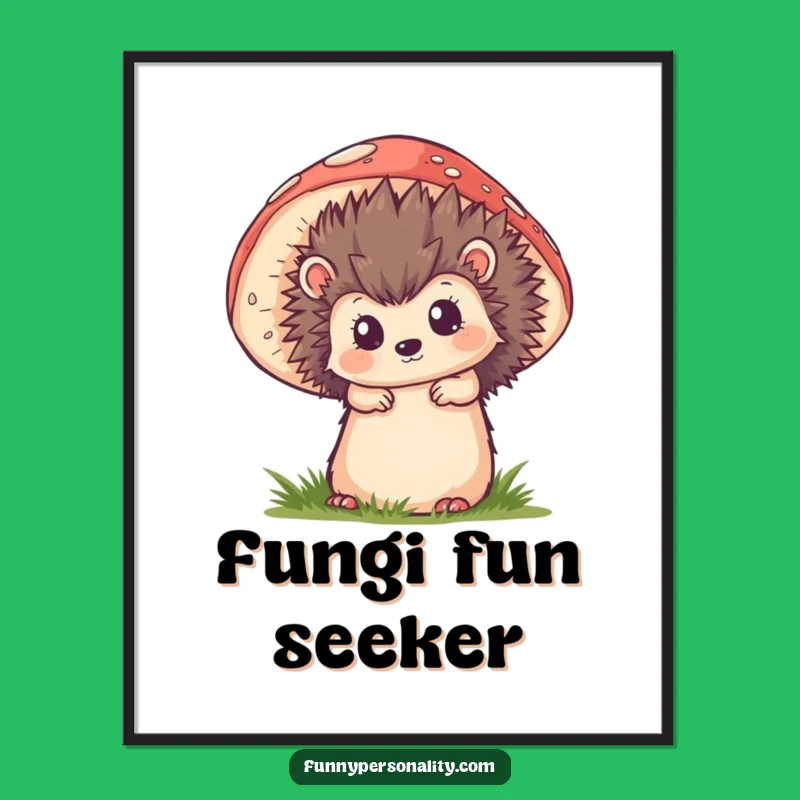 Funny Hedgehog Mushroom Art Print - Instant Woodland Magic for Walls