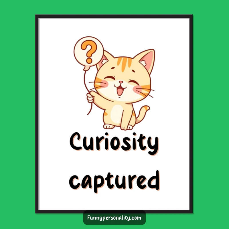 Funny Cat Question Balloon Digital Art: Instant Mystery for Your Walls!