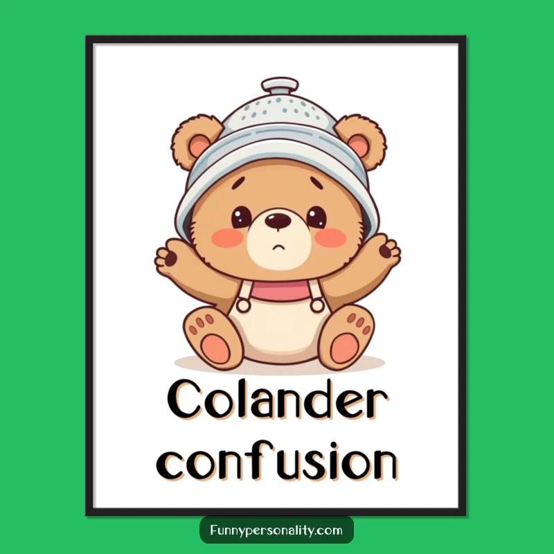 Funny Confused Bear Cub Digital Art: Clumsy Animal Print Gift