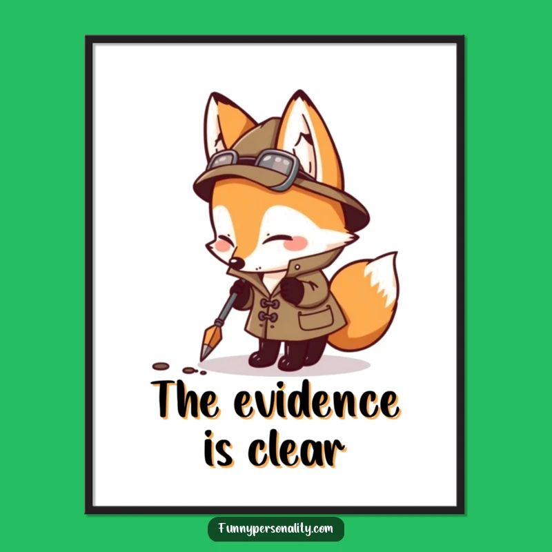 Funny Detective Fox Digital Art: Instant Humor for Walls, Unique Gift