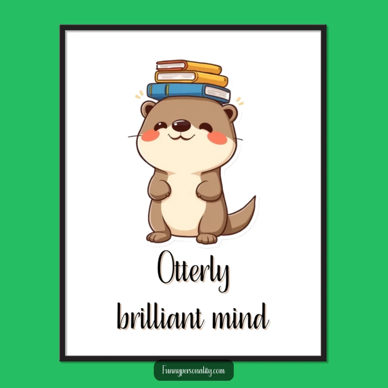 Funny Digital Art - Otter Balances Books, Instant Hilarious Decor
