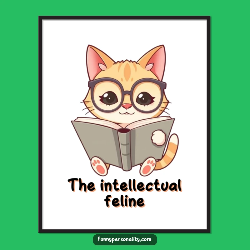 Funny Digital Art - Silly Cat Reader, Instant Hilarious Decor