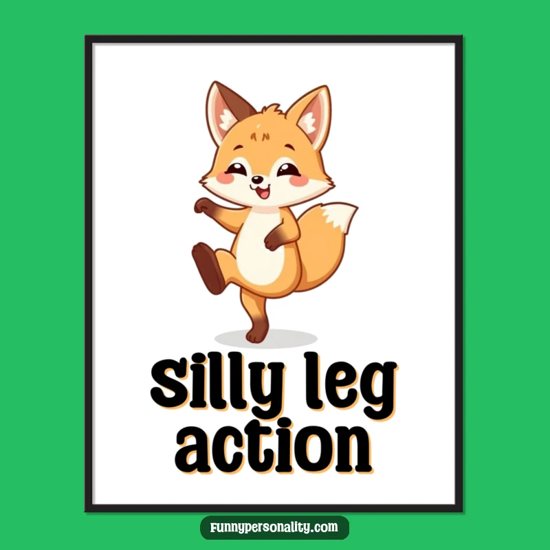 Funny Fox Cub Leg Kick Digital Art: Playful Animal Print Gift