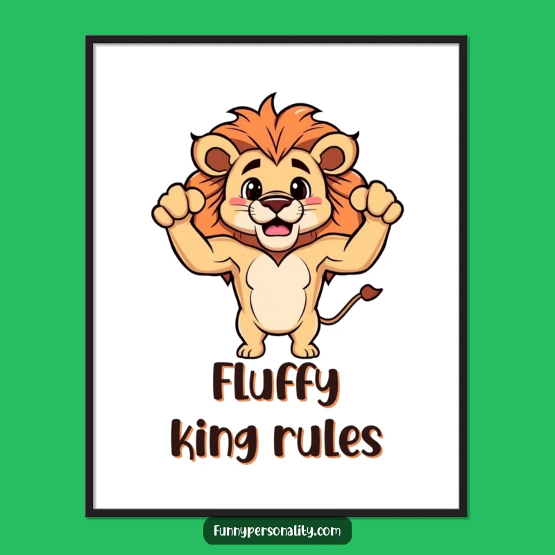 Funny Lion Digital Art Print: Flex Your Walls with Tiny Biceps Art!