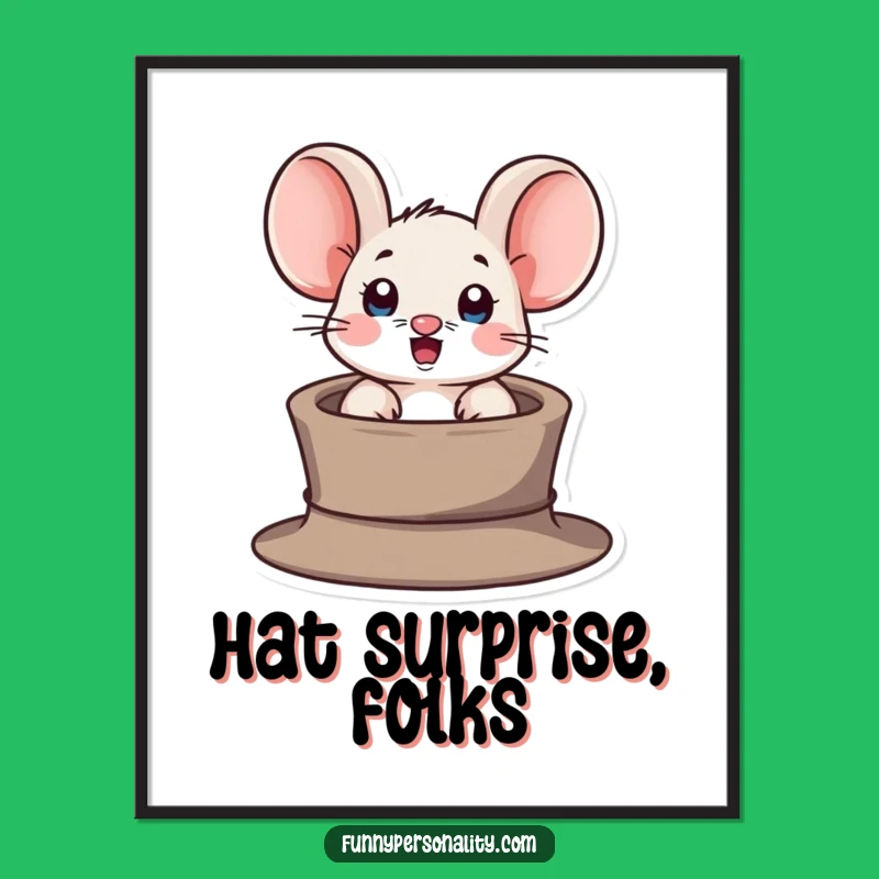 Funny Mouse Digital Art Print: Bring Surprise and Hat Magic Home!